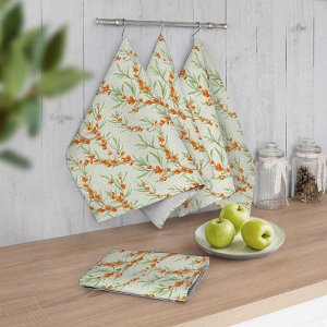 Полотенце кухонное из рогожки - Облепиха 45x60