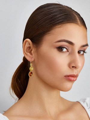 Плетёные серьги из натурального цельного янтаря и бисера «Лукоморье»