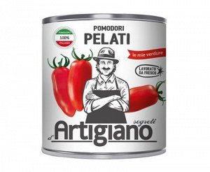 Томаты целые очищ с/с 2500г (сух 1,50) Pelati, Artigiano, Италия