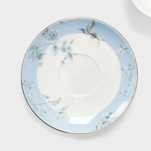 Чайная пара Wingflora, 200 мл, 15?6 см, керамика, белая, голубая
