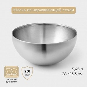 Миска-салатник Sphere, 5.45 л, d=28 см, нержавеющая сталь, серебряная