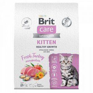 Brit Care д/котят Kitten Healthy Growth берем/комящ.кош Индейка 7кг