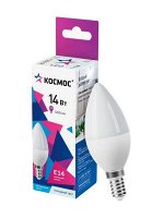 Светодиодная лампа КОСМОС Свеча 14W 174-265V E14 6500K