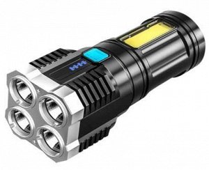 Фонарь Ultraflash LED51525 (фонарь аккум. 4В, черный, 4LED+COB, 3 Вт, 4 реж, Micro-USB, бокс)