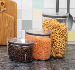М-пластика Банка для сыпучих продуктов 0,8л [ШАЙН] ГРАФИТОВЫЙ