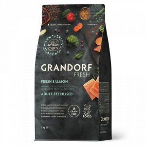 Grandorf Fresh для кошек Sterilised для кастрированных и стерилизованных Лосось Батат 2кг