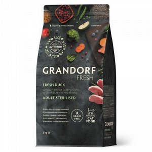 Grandorf Fresh для кошек Sterilised для кастрированных и стерилизованных Утка Батат 2кг