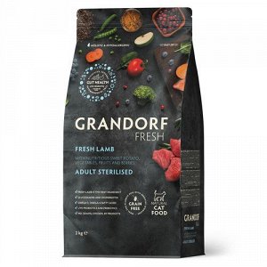 Grandorf Fresh для кошек Sterilised для кастрированных и стерилизованных Ягненок Батат 2кг