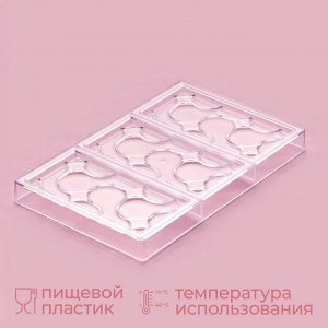 Форма для шоколада KONFINETTA «Симпл-димпл», 27.5x17.5x2.5 см, 3 ячейки 15.3x7.5x0.8 см, прозрачная