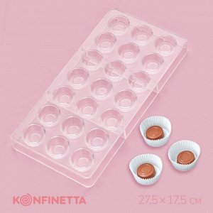 Форма для конфет и шоколада KONFINETTA «Тоффи. Круг», 27.5x17.5x2.5 см, 21 ячейка 2.5x1.5 см, прозрачная