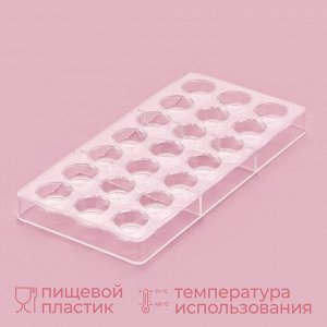 Форма для конфет и шоколада KONFINETTA «Тоффи. Круг», 27.5x17.5x2.5 см, 21 ячейка 2.5x1.5 см, прозрачная