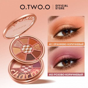 Палетка теней для век O.TWO.O 9 цветов №03 Розово-коричневый