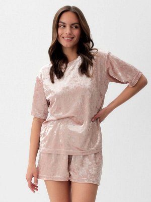 Пижама женская (футболка, шорты) KAFTAN «Бархат», розовая