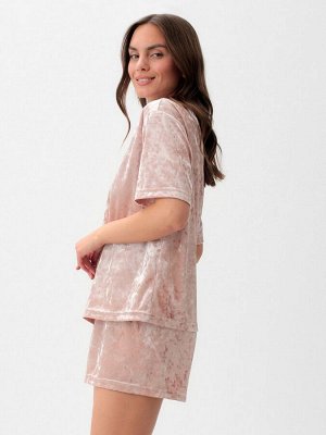 Пижама женская (футболка, шорты) KAFTAN «Бархат», розовая