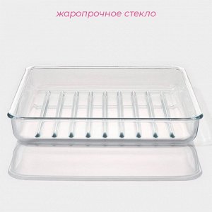 Форма для запекания и выпечки Доляна, 3 л, 34.5x28.5x4.6 см, жаропрочное стекло, прозрачная