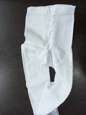 Колготки детские ажурные из хлопка с пяткой Косичка цвет Белый