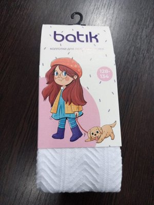Колготки детские ажурные из хлопка с пяткой Косичка цвет Белый