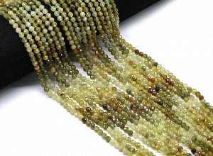 Бусины из граната зелёного шарик гр.4мм, 40см, 95 бусин
