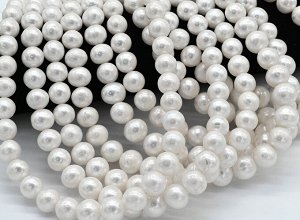 Бусины из жемчуга шарик 11-13мм белый, 40см, 34 бусины