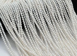 Бусины из жемчуга шарик 4-5мм белый, 39см, 111 бусин