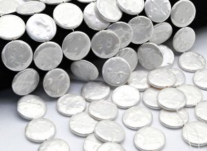 Бусины из майорки круг 22мм цв.белый, 42см, 19 бусин