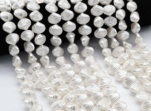 Бусины из майорки ракушка 15*13мм цв.белый, 42см, 32 бусины