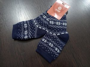 Носки детские махровые с зимним рисунком цвет Темно-синий (3-1) рис 1