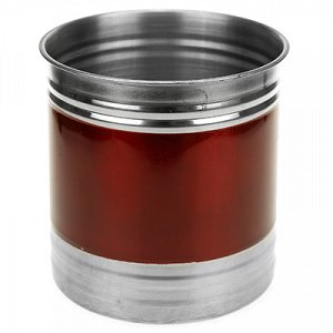 Банка для сыпучих продуктов из нержавеющей стали 1,4л, д12,5см, h13см, крышка пластмассовая с пароотводом, цветной корпус, бордовый, в коробке (Китай)
