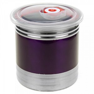 Банка для сыпучих продуктов из нержавеющей стали 1,4л, д12,5см, h13см, крышка пластмассовая с пароотводом, цветной корпус, фиолетовый, в коробке (Китай)