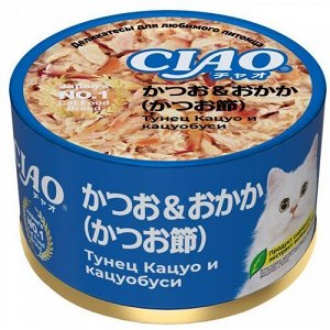 INABA Ciao Can конс 85г для кошек Тунец Кацуо Кацуобуси