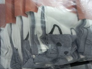 Колготки детские из хлопка с рисунком комбинированные с принтом Кошечки (рис 19) цвет Одуванчик, серый меланж (60-1/54-4)