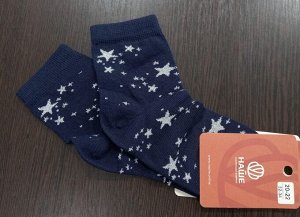 Носки детские из хлопка с принтом Звезды (рис 5) цвет Темно-синий (3-1)