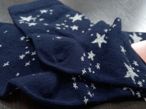 Носки детские из хлопка с принтом Звезды (рис 5) цвет Темно-синий (3-1)