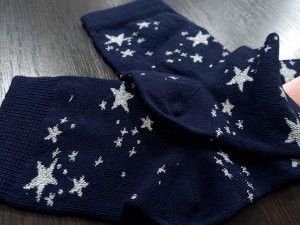 Носки детские из хлопка с принтом Звезды (рис 5) цвет Темно-синий (3-1)