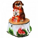 Скульптура-фигура для сада гипсовая &quot;Собака с котом на пне-1&quot; 30х45см (Россия)