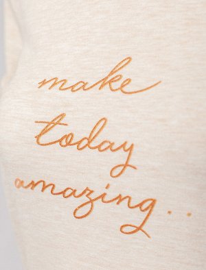 Платье из премиального хлопка с авторским принтом бежевый меланж_make today amazing