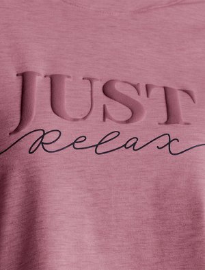 Футболка из премиального хлопка с авторским принтом темно-розовый меланж_just relax