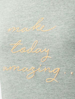 Платье из премиального хлопка с авторским принтом оливковый меланж_make today amazing
