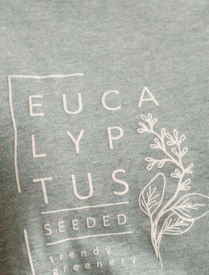 Футболка из премиального хлопка с авторским принтом оливковый меланж_eucalyptus