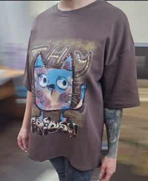 Футболка женская коричневая