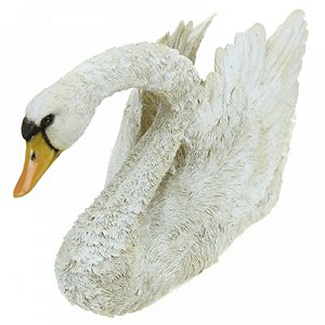 Скульптура-фигура для сада из полистоуна "Лебедь большой с расправленными крыльями" 47х28см (Россия)