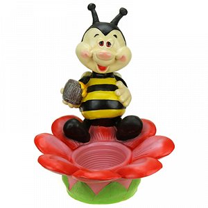 Скульптура-фигура кашпо для сада из полистоуна "Пчела на цветке" 48х53см (Россия)