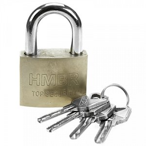 Замок навесной, стальной 50мм "HMBR" "Top security", 47х75х20мм, 4 ключа, в блистере (Китай)