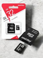 Карта памяти для телефона 32 Гб Micro SDHC,  Class 10 (с адаптером SD) LE