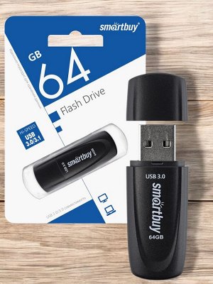 Smartbuy Флешка USB  64 Гб,  3.0/3.1 карта-память(накопитель) Scout Black (SB064GB3SCK)