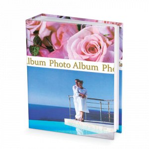 Фотоальбом BRAUBERG на 300+4 фотографии 10х15 см, твердая обложка, “Романтика“, голубой с розовым, 390675