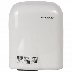 Сушилка для рук SONNEN HD-165, 1650 Вт, время сушки 25 секунд, пластиковый корпус, белый, 604191