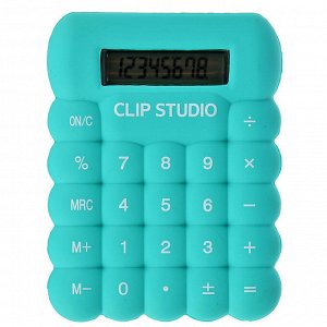 ClipStudio Калькулятор 8-разр. с мягким силиконовым корп, 7,4х9,7см, пластик, 4 цв