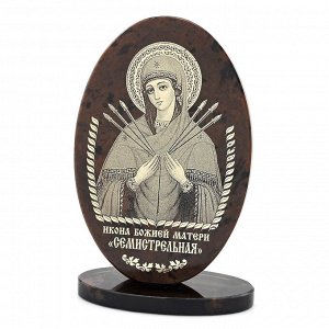Икона из обсидиана "Семистрельная" выс. 10см (овал)