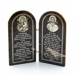 Икона из обсидиана книжка двойная " Богородица и Иисус" 60*120мм